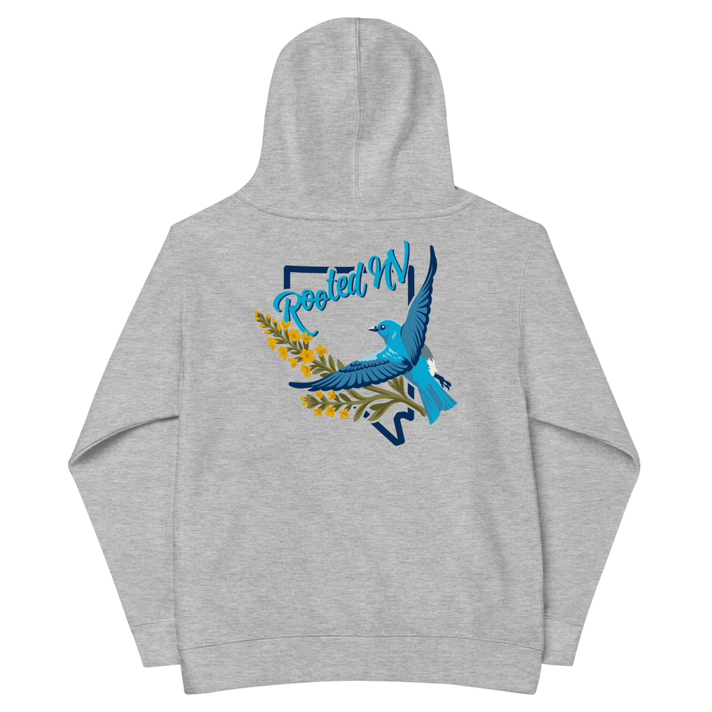 Youth Nevada Bluebird Graphic Hoodie - Soft Unisex Fleece Pullover, front view