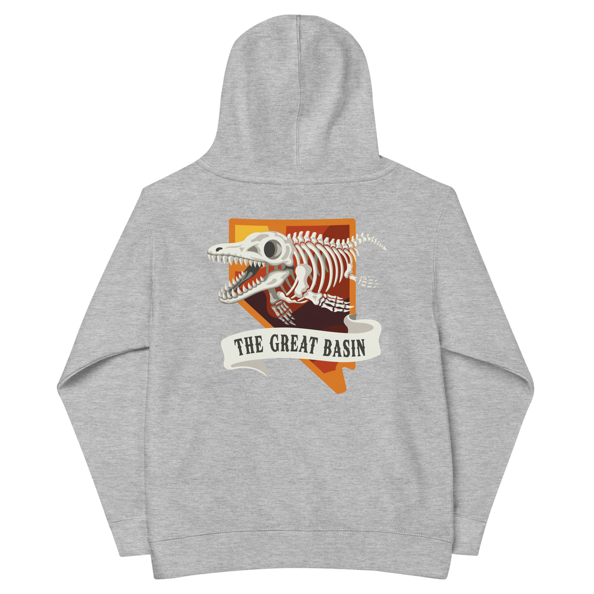 Youth Ichthyosaur Fossil Graphic Hoodie - Soft Unisex Fleece Pullover with a soft fleece feel, ribbed cuffs, and a cozy hood.