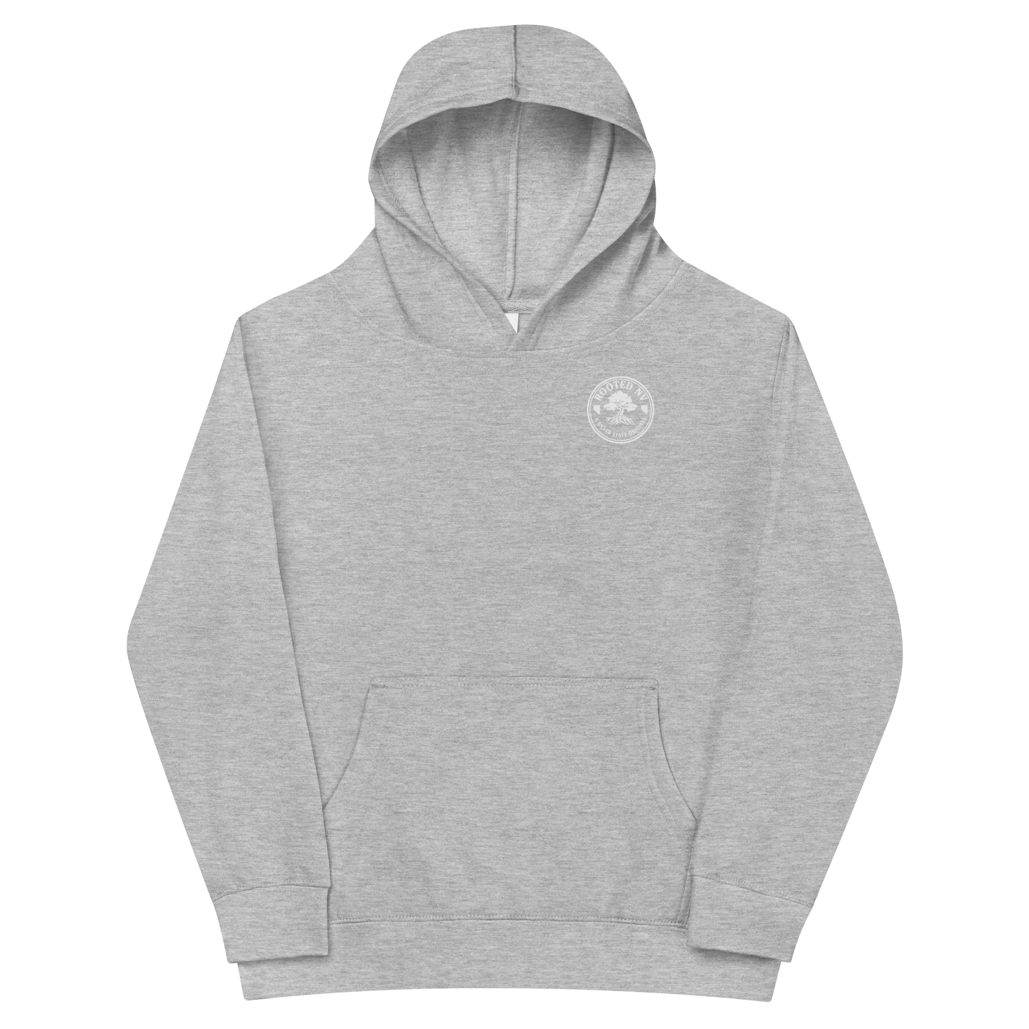 Youth Rooted Tree Rings Graphic Hoodie - Soft Unisex Fleece Pullover showcasing its cozy unisex style and tree-inspired artwork