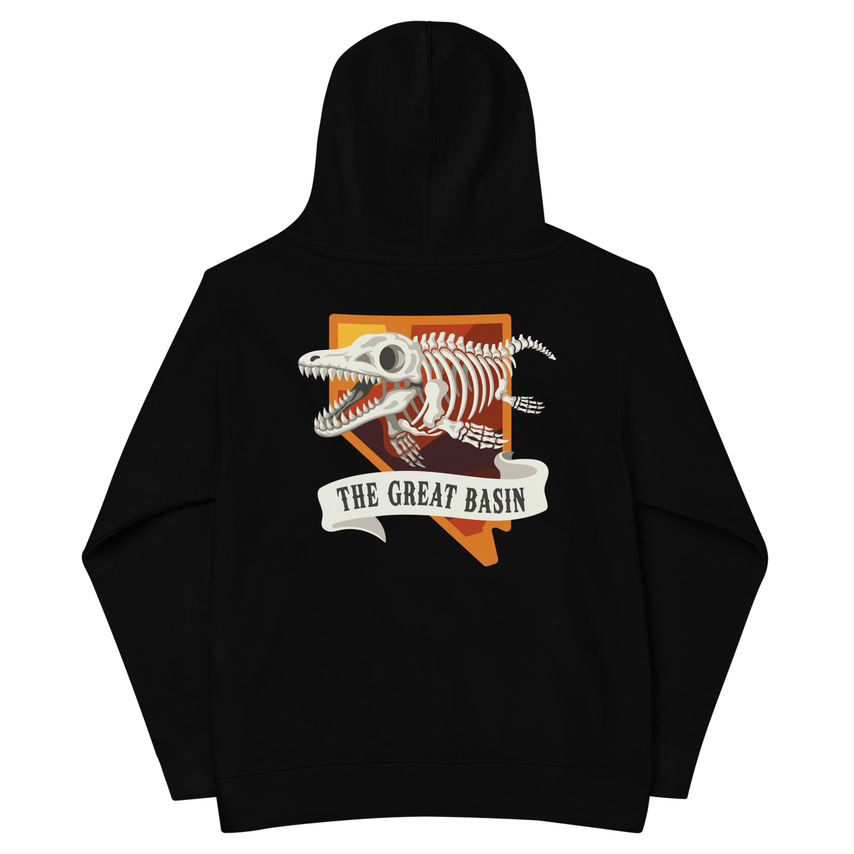 Youth Ichthyosaur Fossil Graphic Hoodie - Soft Unisex Fleece Pullover showcasing an eye-catching ichthyosaur fossil design for dinosaur lovers.