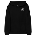 Youth Nevada Day of the Dead Fleece Pullover Hoodie in black, front view with small chest emblem and kangaroo pocket