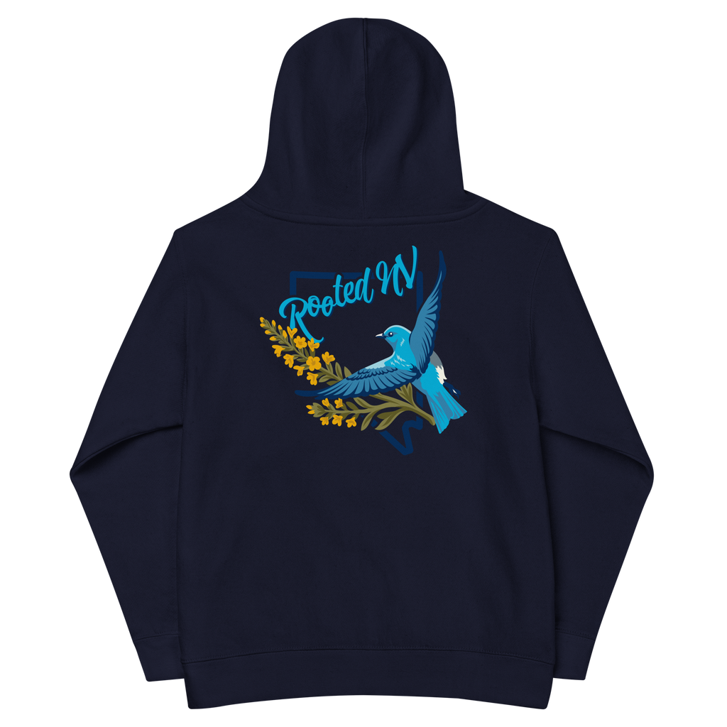 Youth Nevada Bluebird Graphic Hoodie - Soft Unisex Fleece Pullover, soft fleece fabric detail