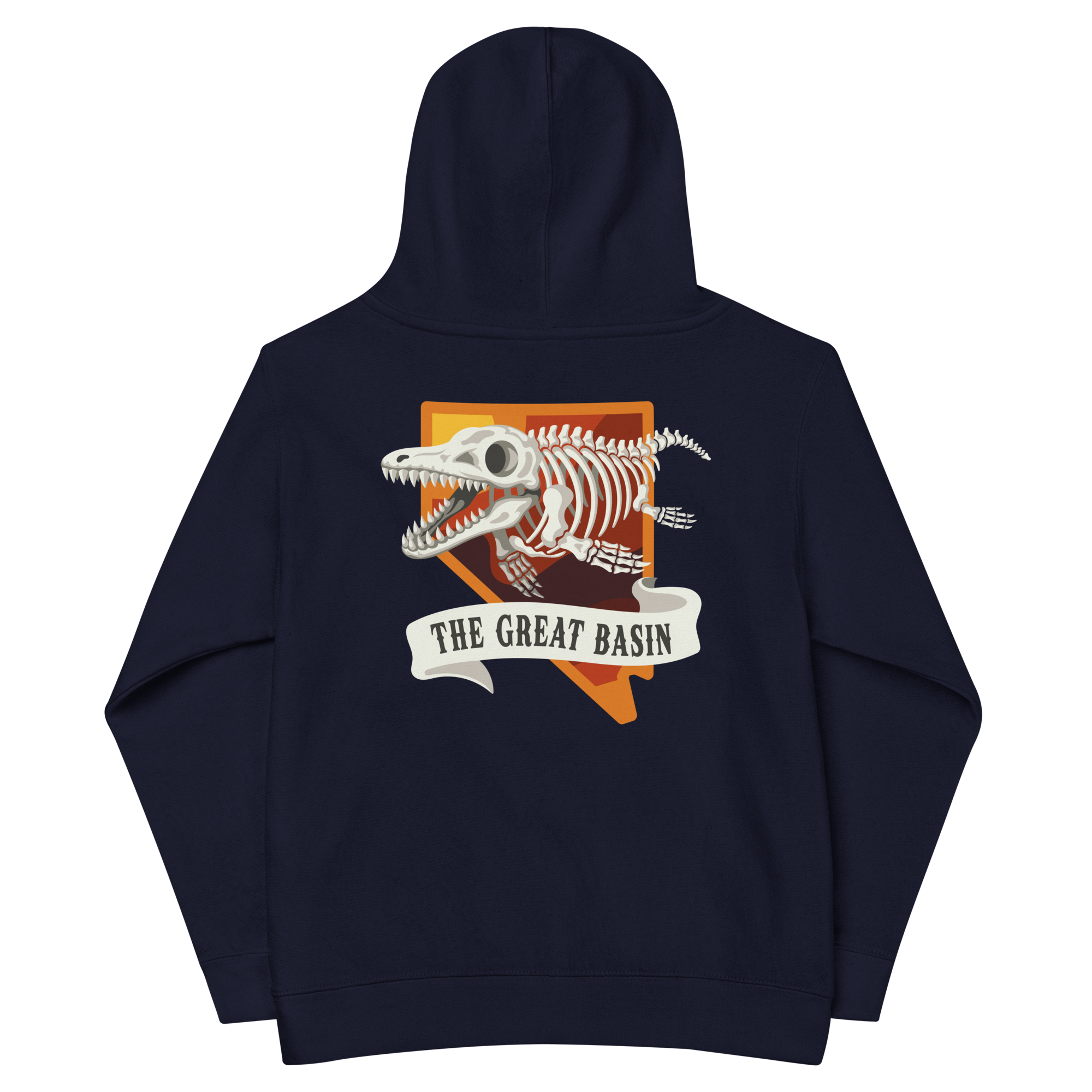 Youth Ichthyosaur Fossil Graphic Hoodie - Soft Unisex Fleece Pullover featuring a detailed prehistoric fossil graphic on a cozy kids’ fleece hoodie.