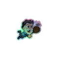 Nevada Claim Jumper Durable Holographic Decal featuring a colorful cartoon prospector mascot holding a gold nugget; Nevada Claim Jumper Holographic Decal product view