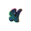 Rooted N Logo Durable Holographic Decal featuring a reflective holographic finish and bold Rooted N logo.