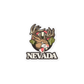 Jackalope Decals – Durable Nevada Vinyl Stickers For Water Bottles, Laptops & Bumpers featuring a colorful Nevada jackalope with antlers, desert cacti, and bold Nevada lettering.