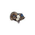 Nevada Desert Bighorn Durable Weather Resistant Decal featuring an illustrated desert bighorn sheep skull, rugged horns, mountains, and night sky; Nevada Desert Bighorn Decal for outdoor gear and vehicles