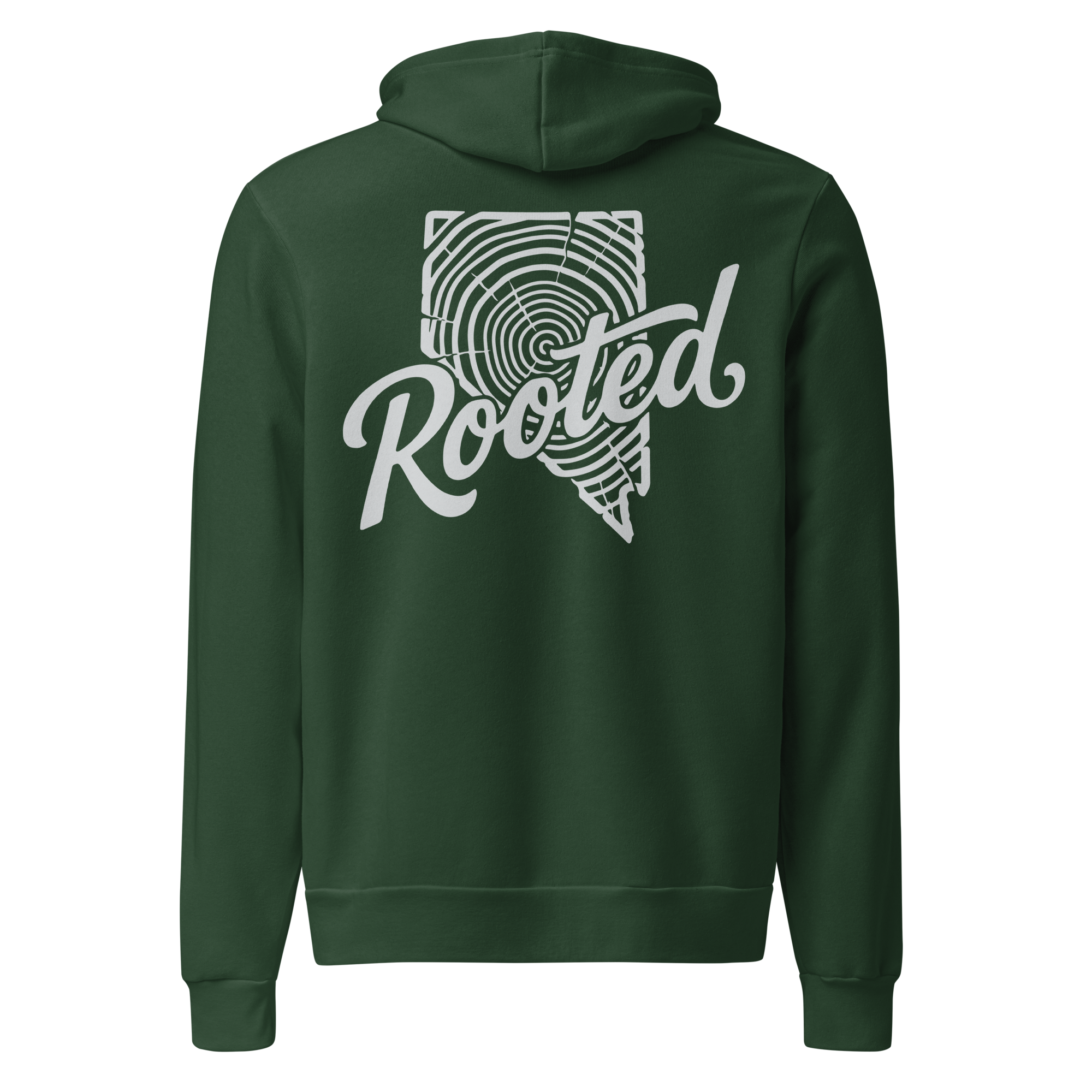 Rooted Nevada Tree Ring Graphic Hoodie - Soft Unisex Fleece Pullover hood and drawstring detail