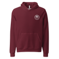 Nevada Ichthyosaur State Fossil Graphic Hoodie - Soft Unisex Fleece Pullover in burgundy, front view with Nevada fossil emblem and classic kangaroo pocket.