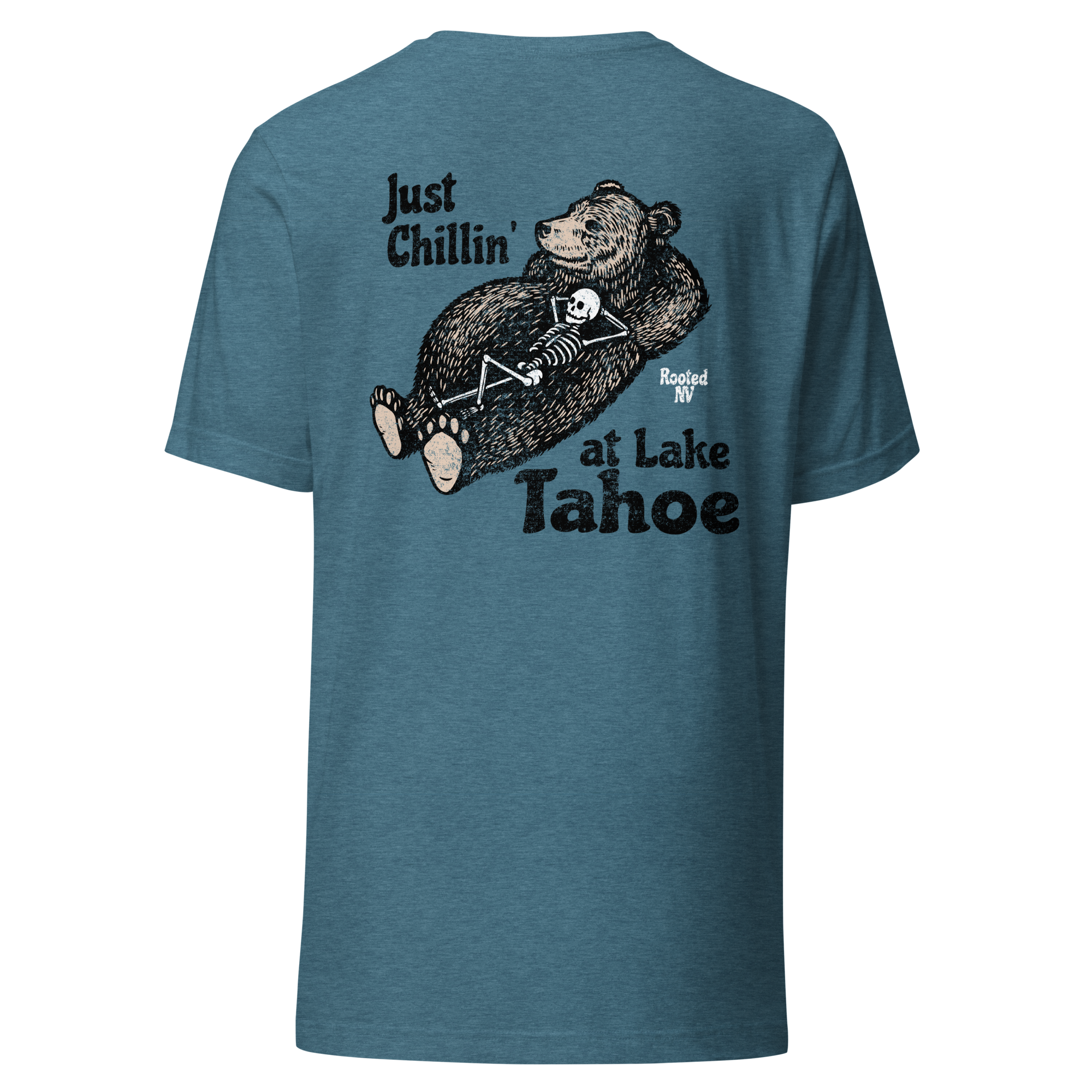 Close-up of the Men's Chillin' Tahoe T-shirt graphic and soft cotton fabric