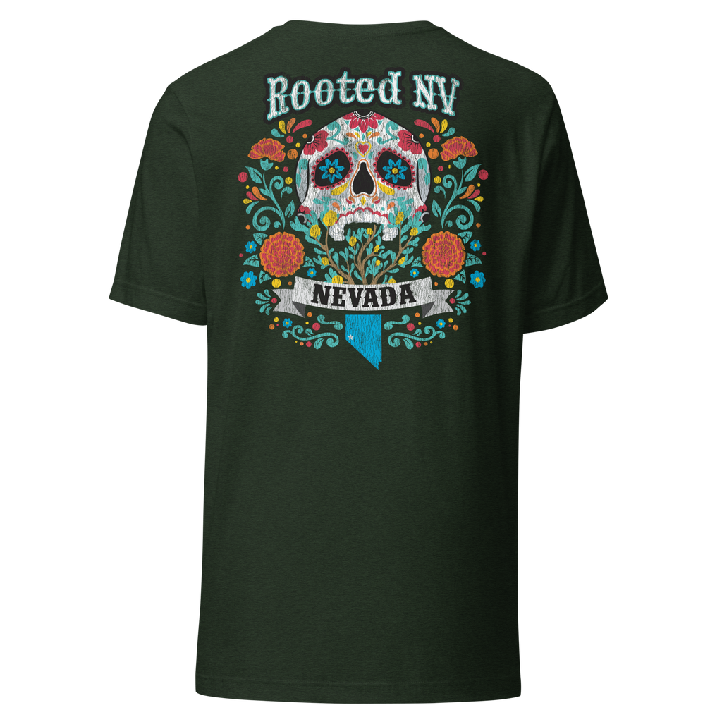 Men's Day of the Dead Nevada Tee | Soft Cotton Relaxed Fit by Rooted NV, a comfortable Nevada graphic tee
