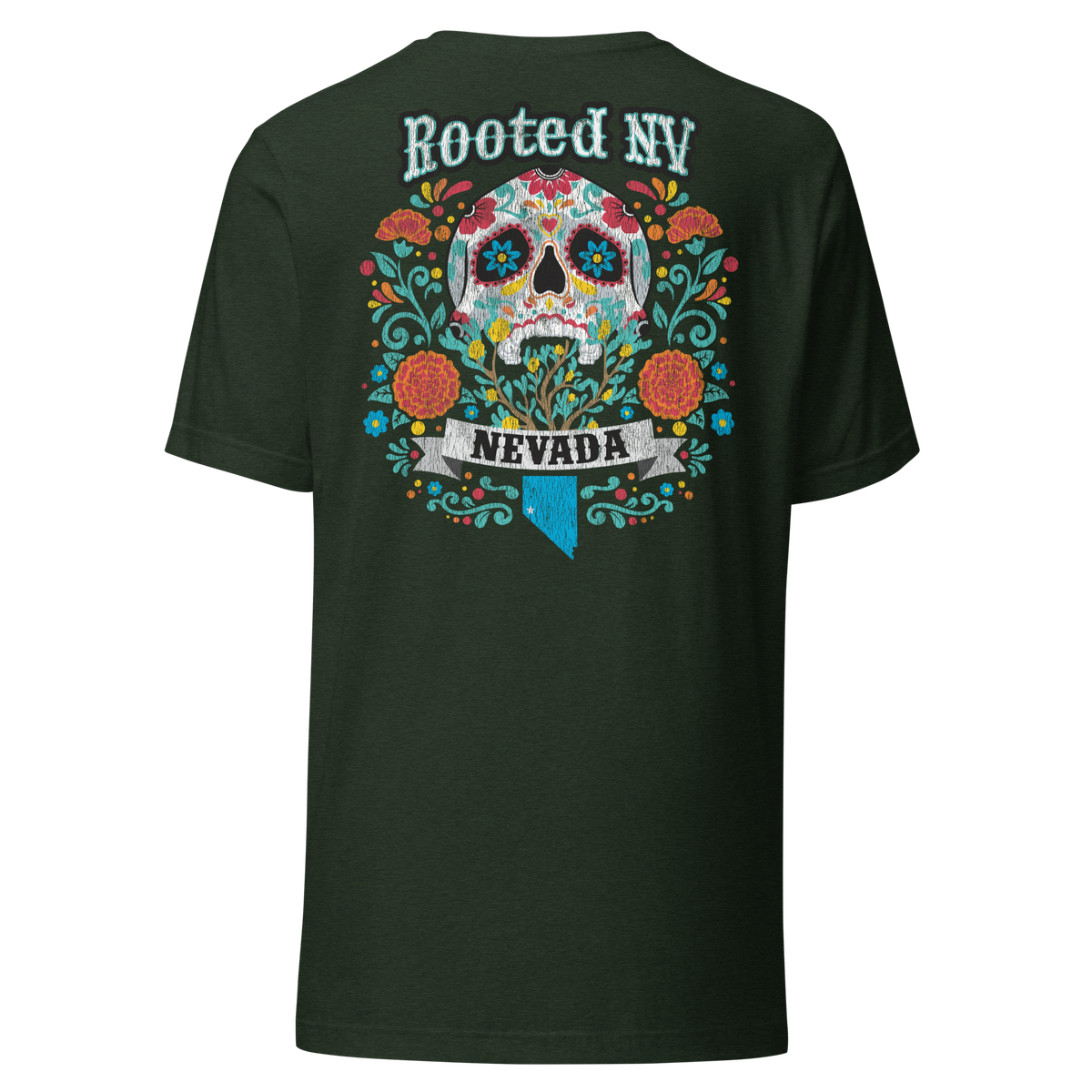 Men's Day of the Dead Nevada Tee | Soft Cotton Relaxed Fit by Rooted NV, a comfortable Nevada graphic tee