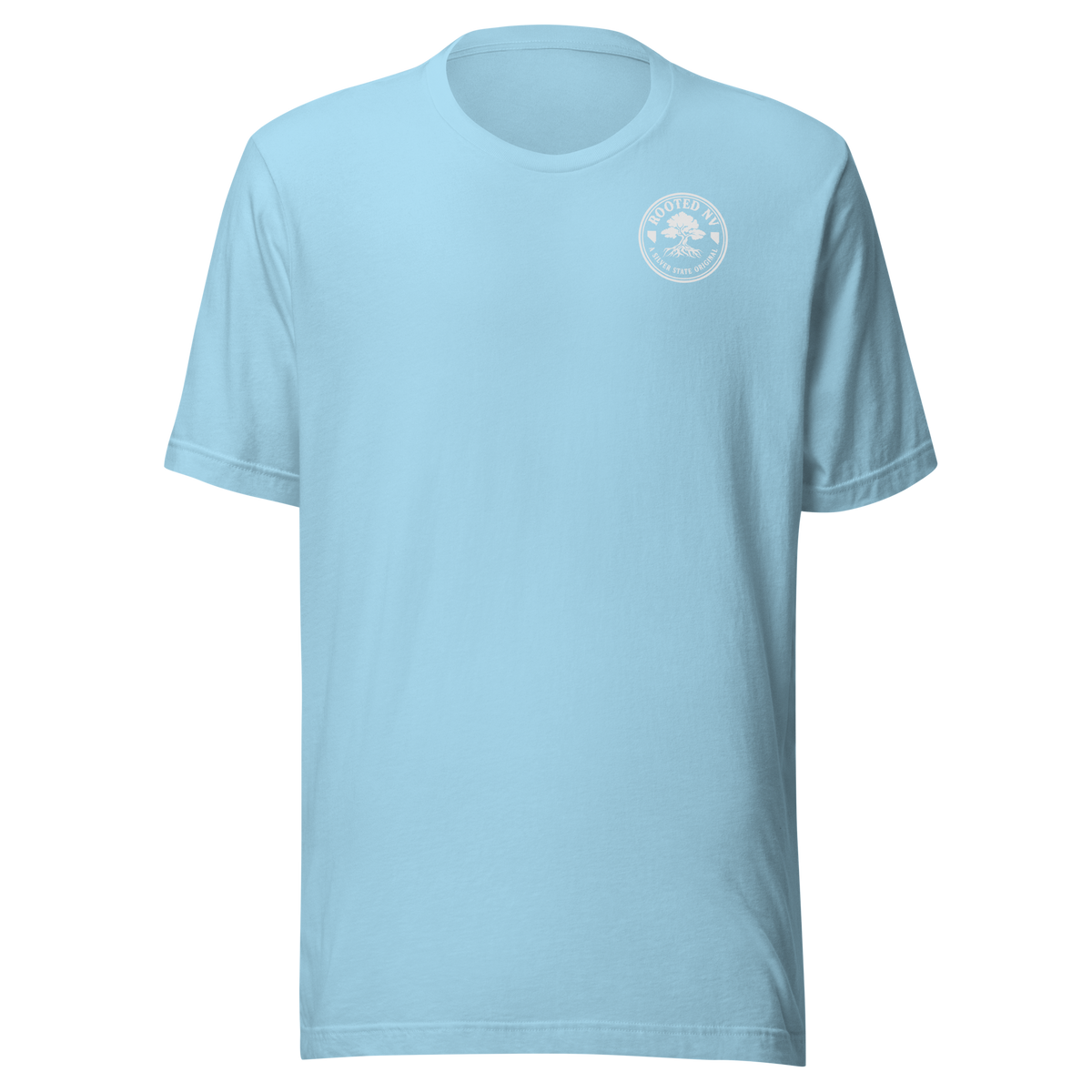 Men's Chillin' Tahoe T-shirt detail showing side-seamed construction and shoulder-to-shoulder taping