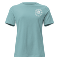 Women's Nevada Bluebird Graphic Tee – Soft Cotton Relaxed Fit in dusty blue, front view with Rooted NV chest logo