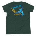 Youth Nevada Bluebird Graphic Tee – Soft Cotton,Relaxed Fit in dark heather with colorful bluebird and Rooted NV back graphic