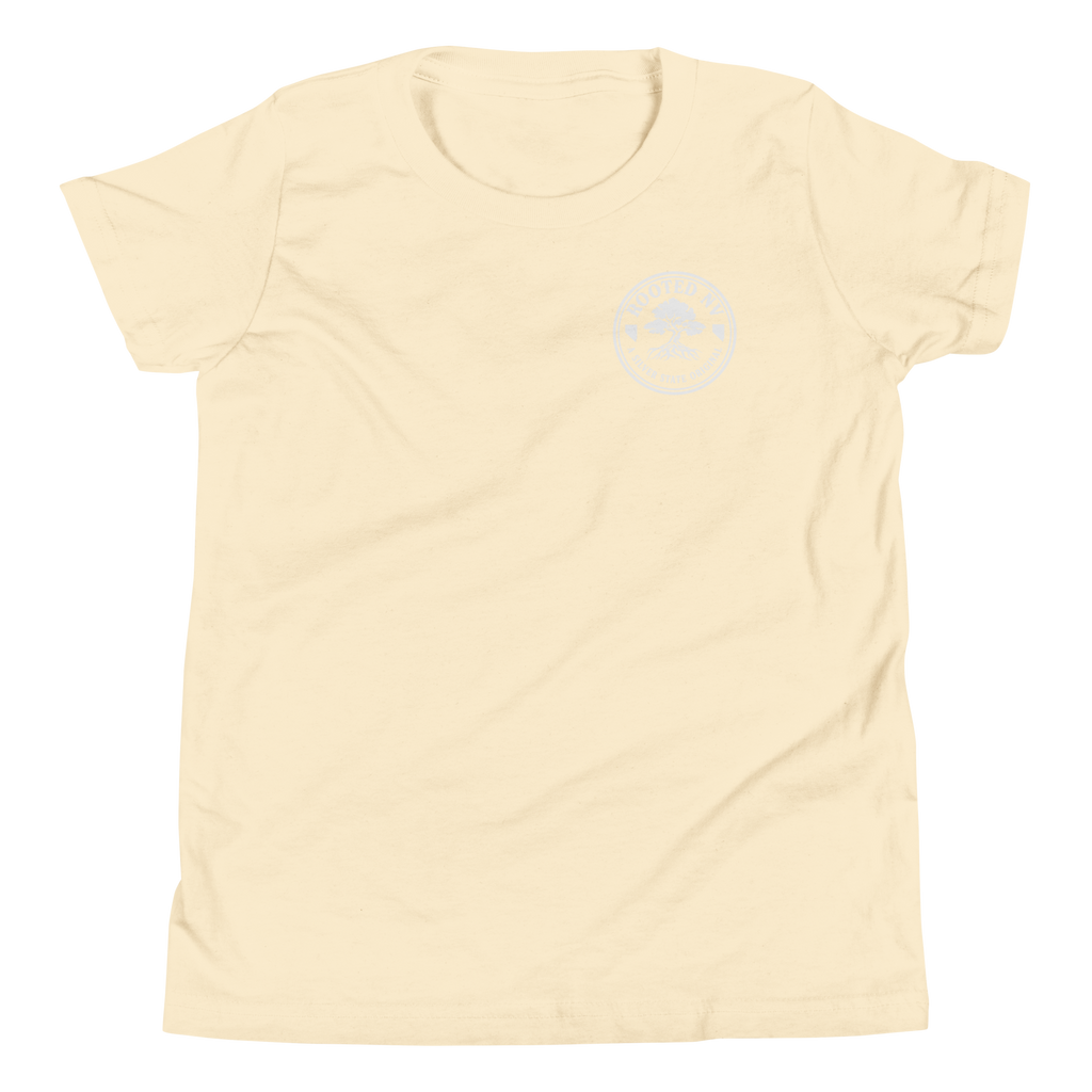 Youth Nevada Bluebird Graphic Tee – Soft Cotton,Relaxed Fit in light yellow with subtle Rooted NV chest logo
